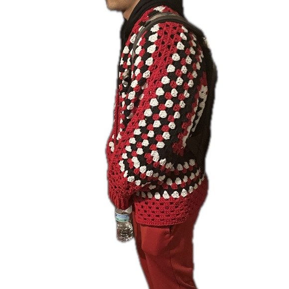 Cardigan Trending Crochet Hexagon Granny Oversized fit OS fits up to XL MENS - Picture 3 of 10